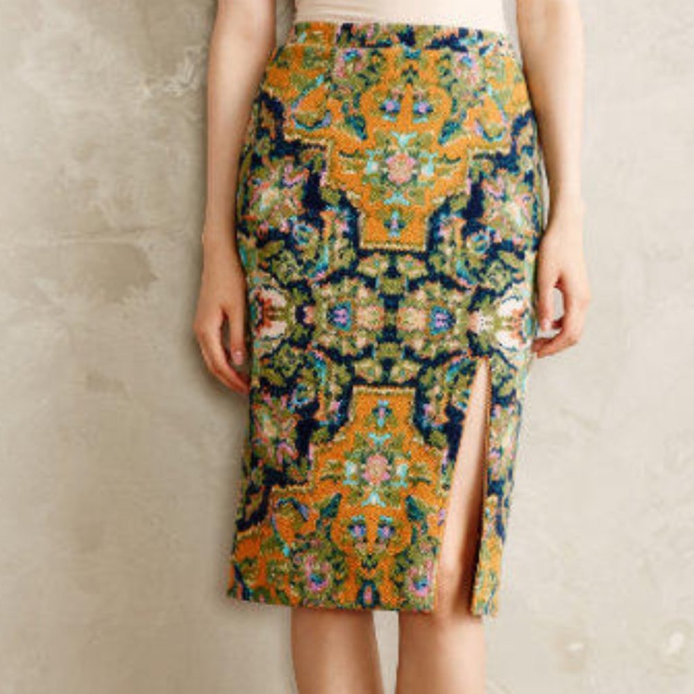 Anthropologie Maeve Tapestry Pencil Skirt Sz M